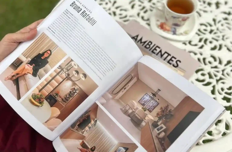 Portfólio de arquiteta de alto padrão em Fortaleza: revista apresentando projetos residenciais exclusivos de Bruna Rafaelli Arquitetura.